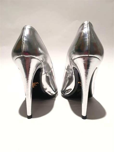 prada silver heels